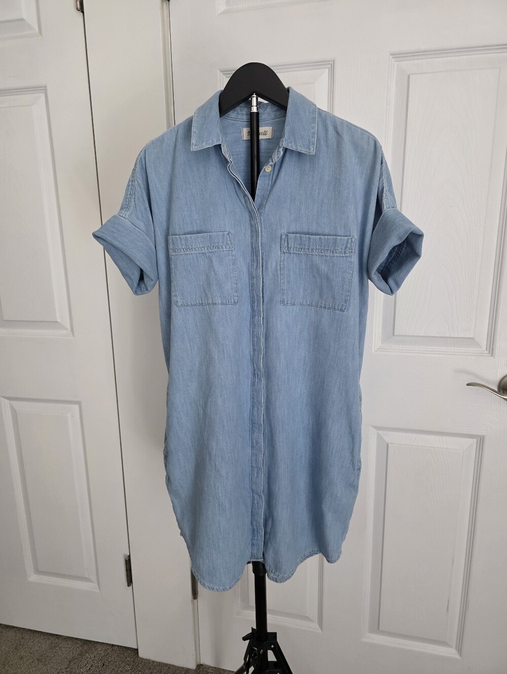 Madewell Light Blue Denim Short-Sleeve Button-Down Shirt Dress